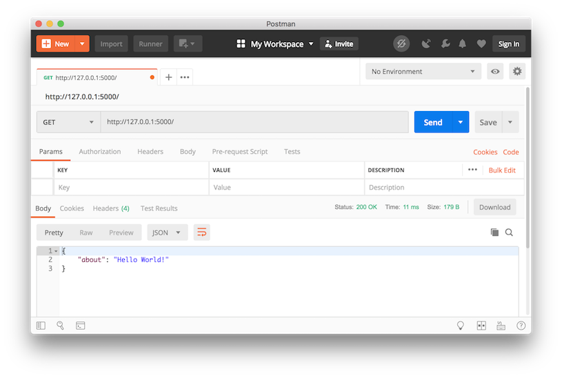 Testing our Flask REST API function in Postman