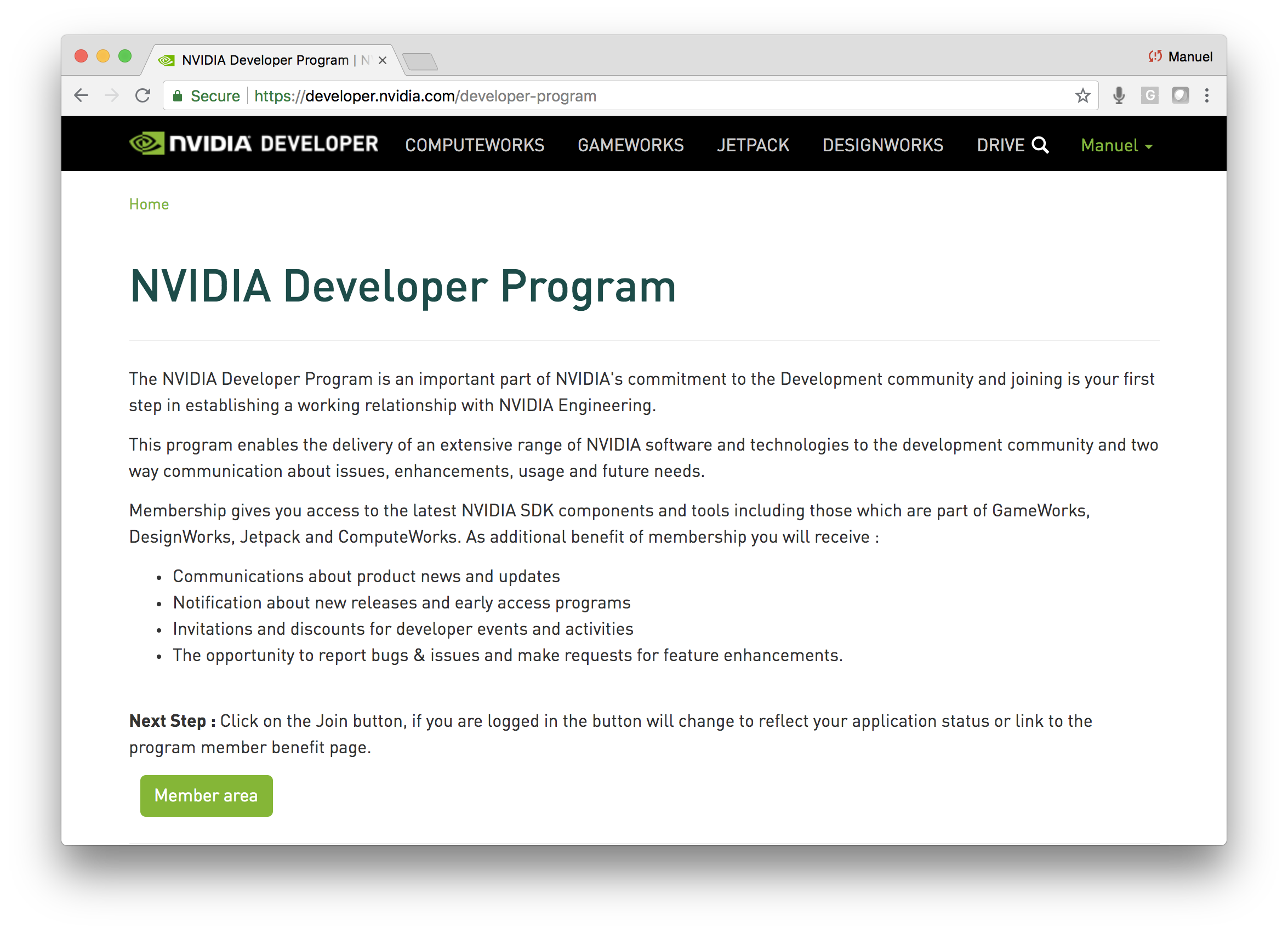 Nvidia developer program